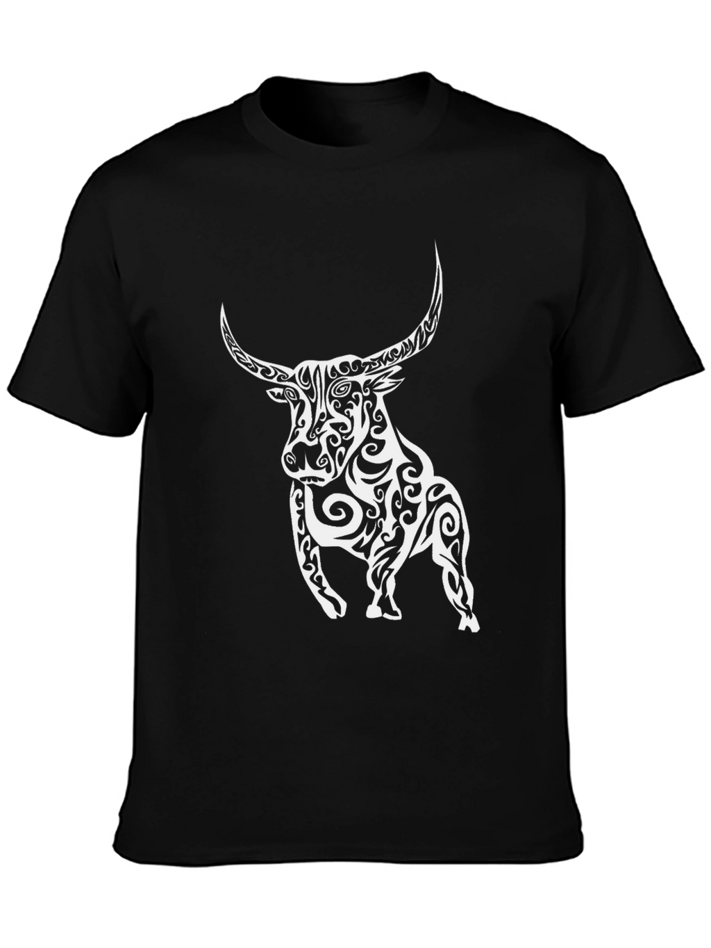 Tribal Bull Graphic Black T-Shirt