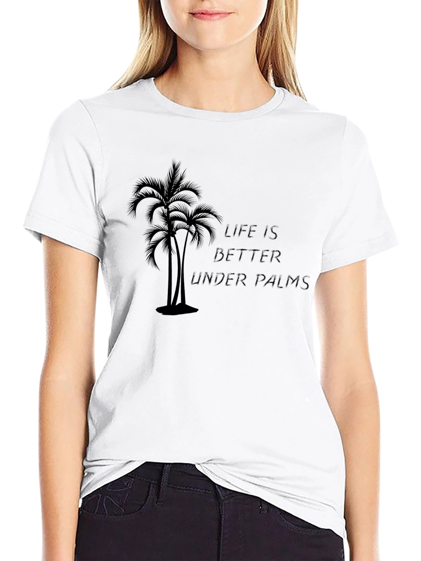 Life Is Better Under Palms Black Graphic Tee