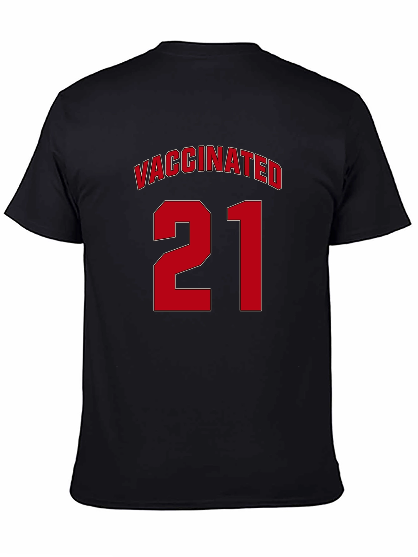 Vaccinated 21 T-Shirt - Black Jersey Style Tee