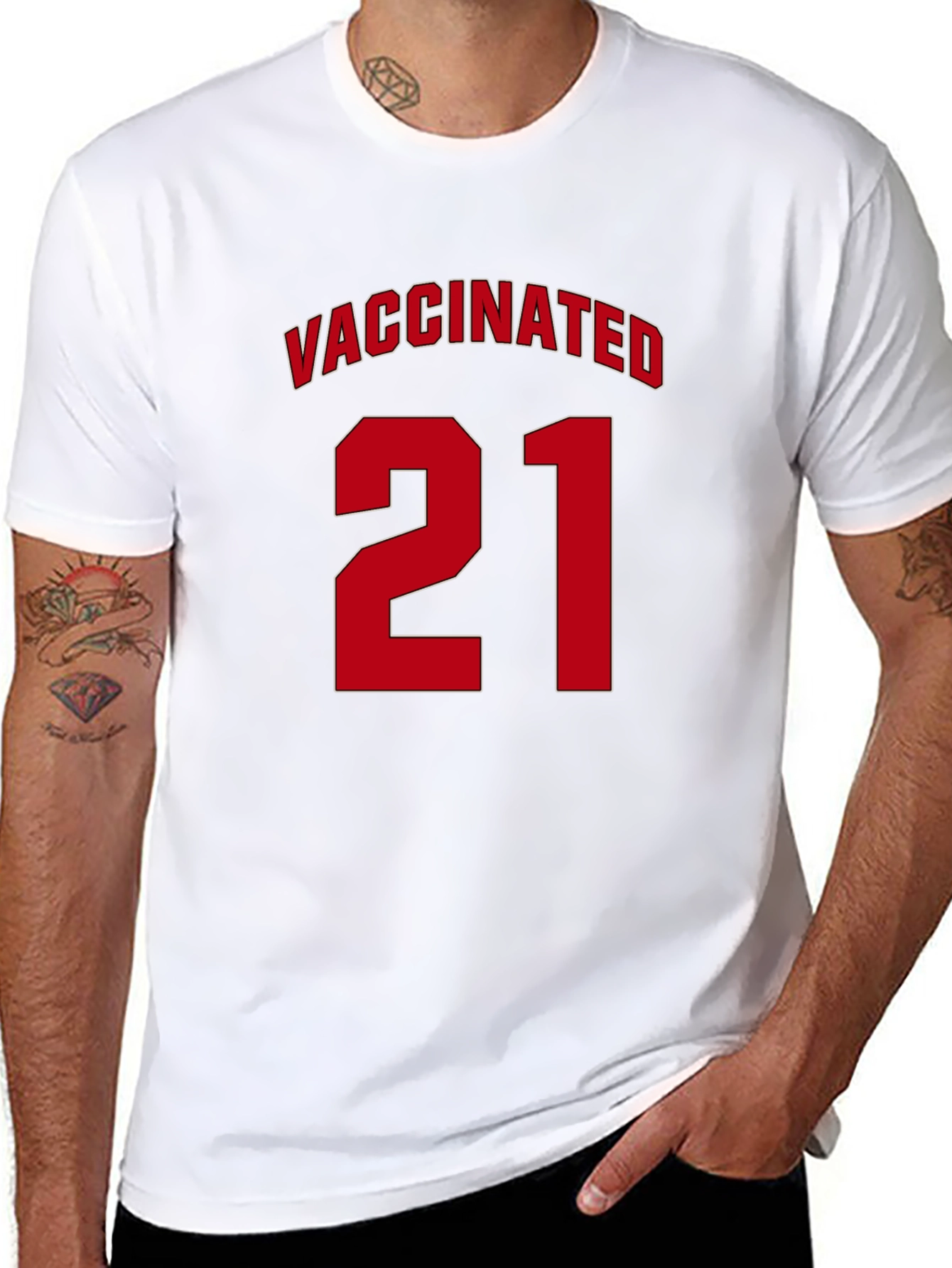 Vaccinated 21 T-Shirt - Black Jersey Style Tee