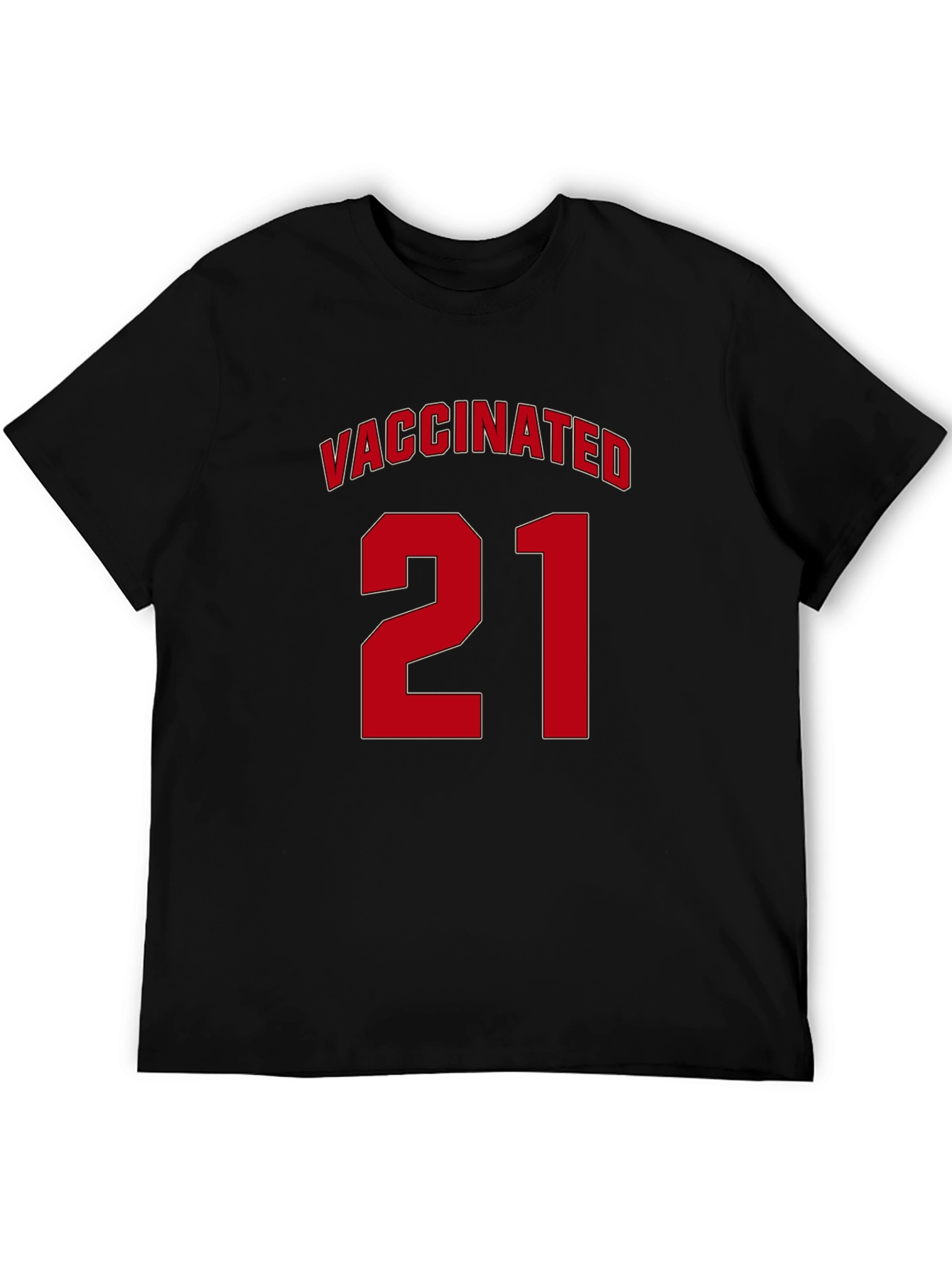 Vaccinated 21 T-Shirt - Black Jersey Style Tee