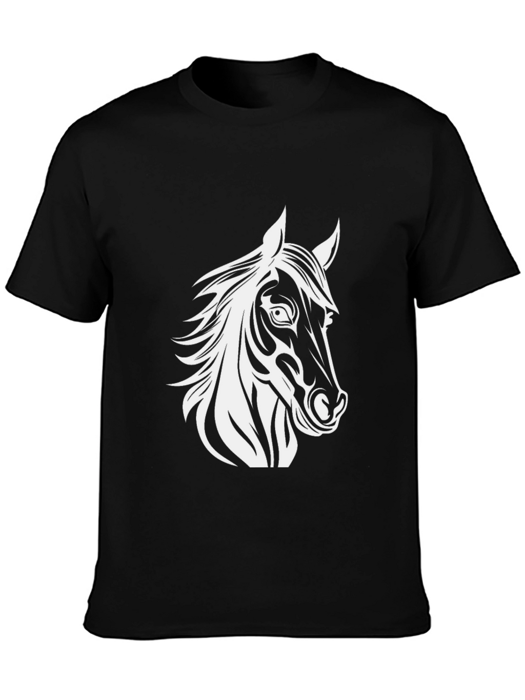 Black T-Shirt with Horse Head Graphic