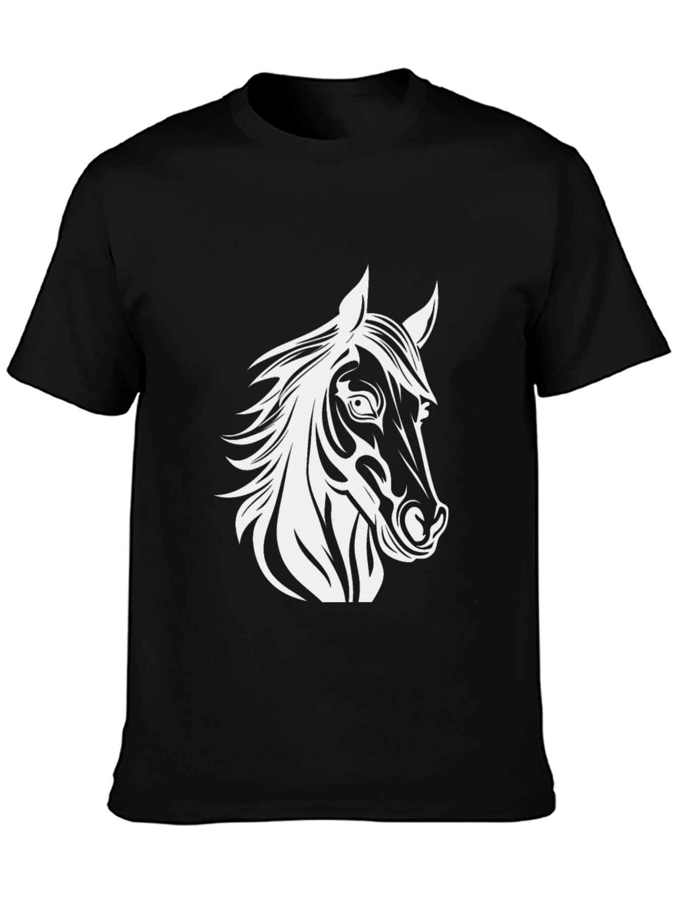 Black T-Shirt with Horse Head Graphic