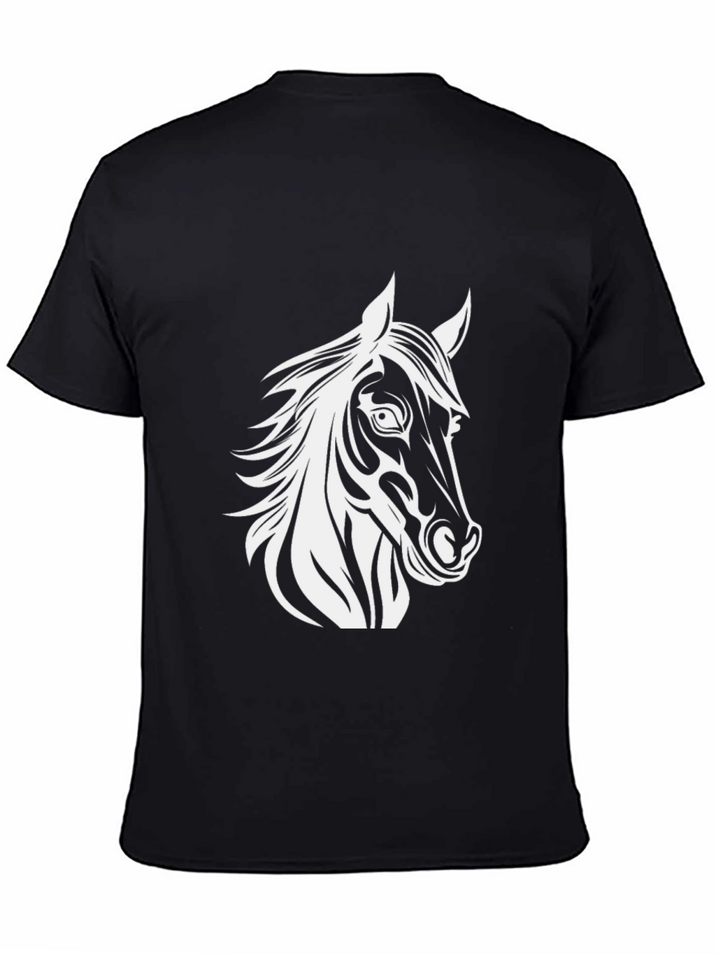 Black T-Shirt with Horse Head Graphic
