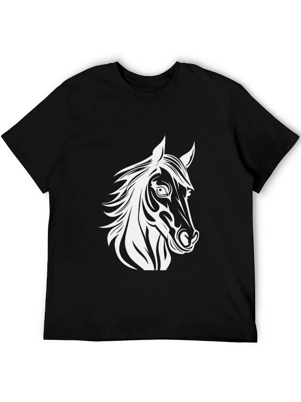 Black T-Shirt with Horse Head Graphic