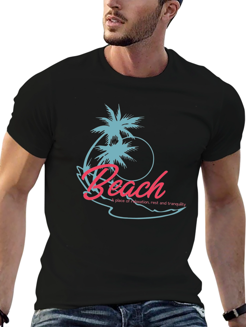 Tropical Beach Graphic T-Shirt - Relaxation Style