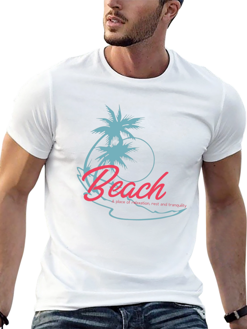 Tropical Beach Graphic T-Shirt - Relaxation Style