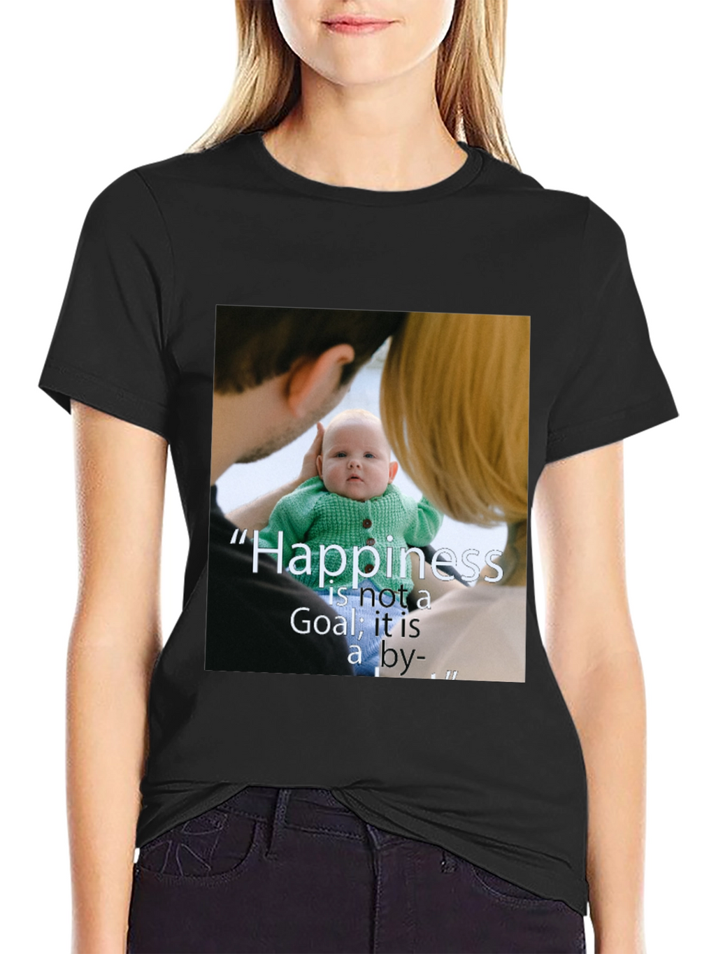 Family Photo Print Black T-Shirt