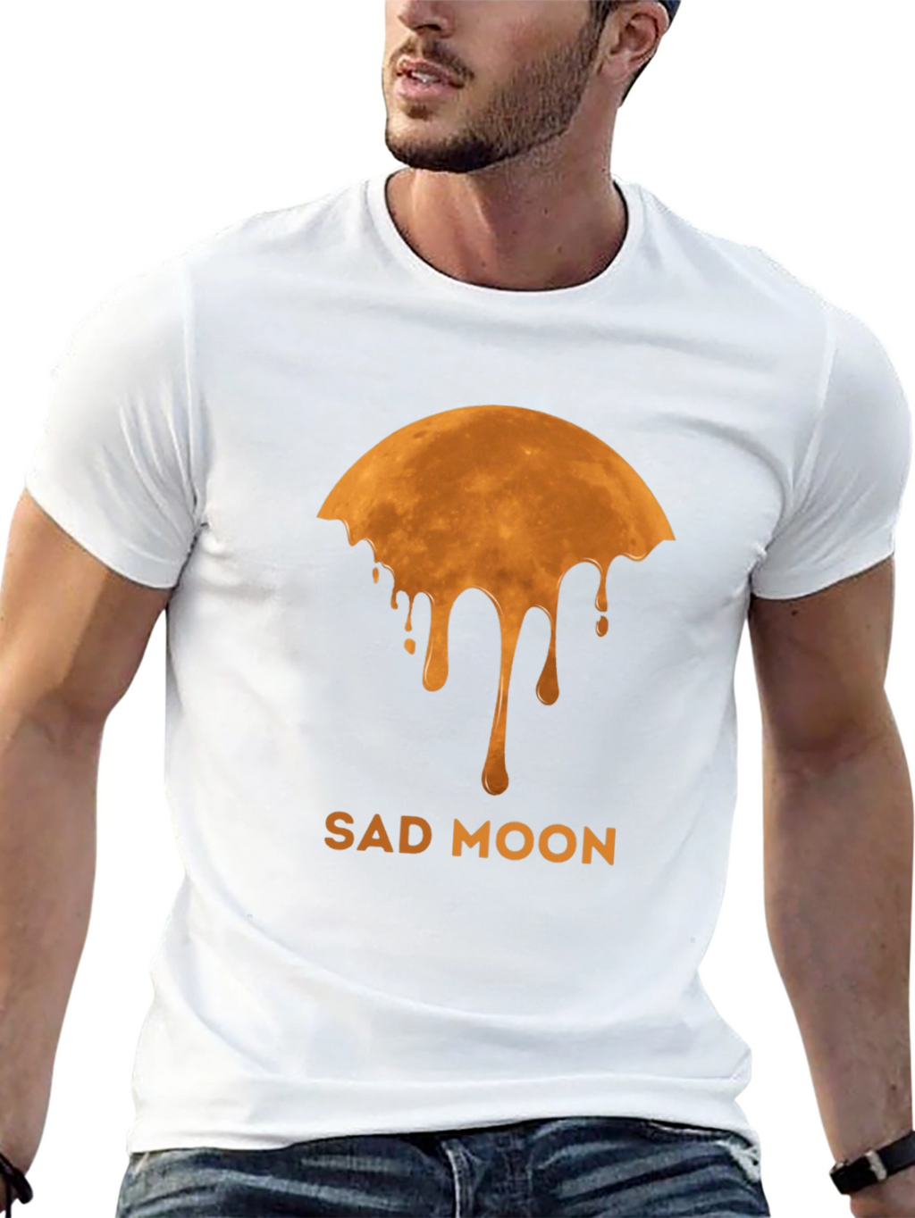 Sad Moon Graphic Tee - Unique Design