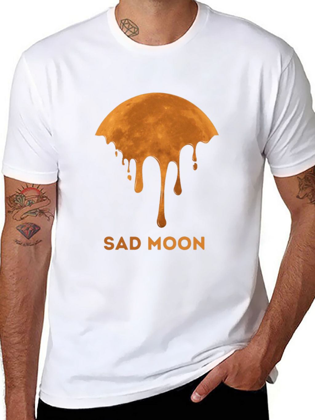 Sad Moon Graphic Tee - Unique Design