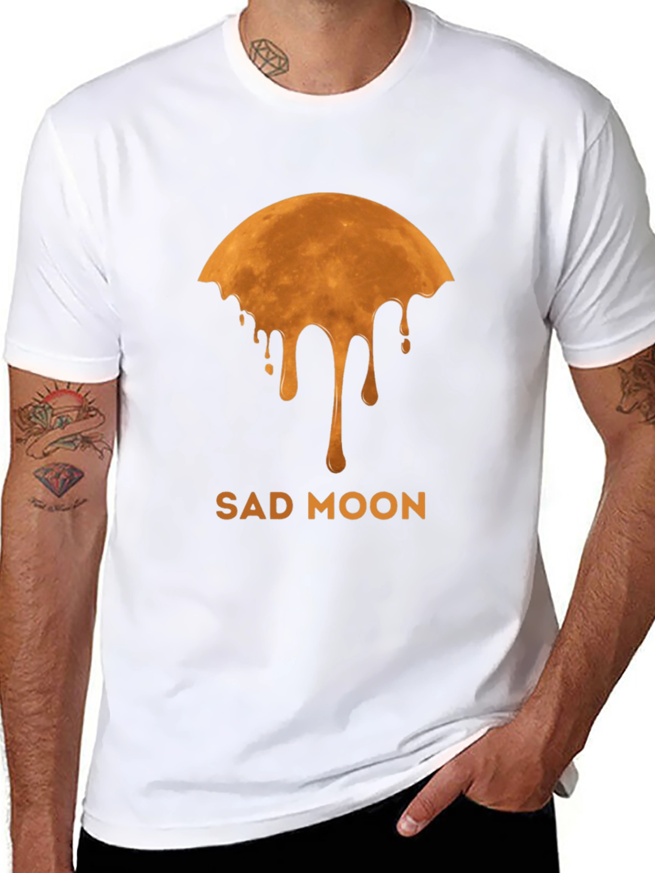 Sad Moon Graphic Tee - Unique Design