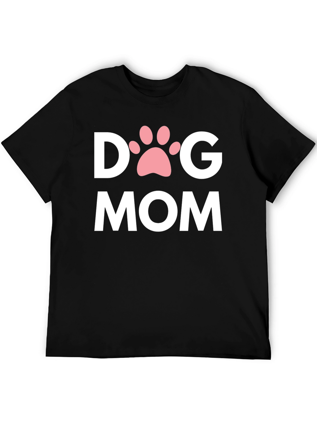 Dog Mom T-Shirt with Paw Print - Black