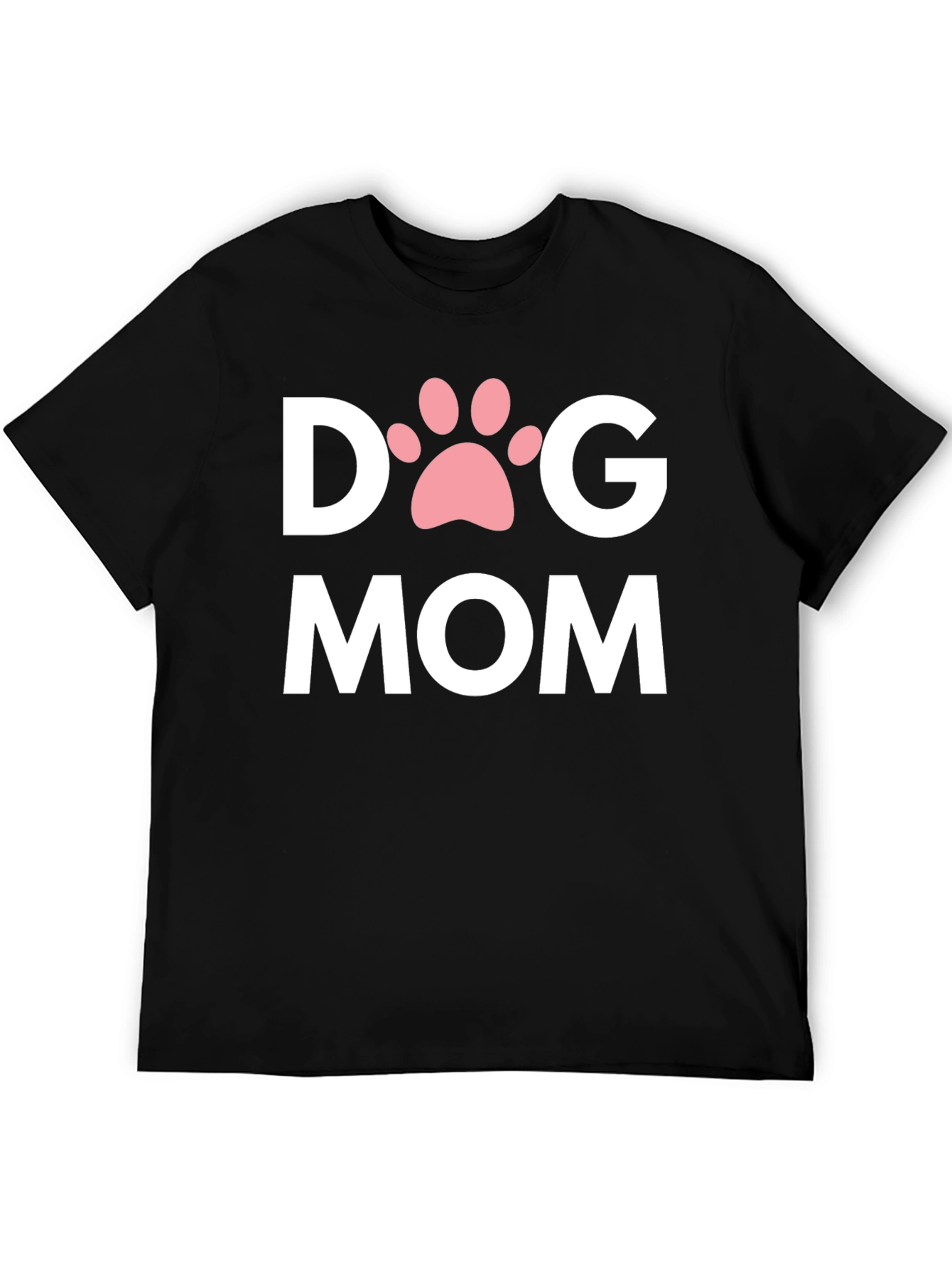 Dog Mom T-Shirt with Paw Print - Black