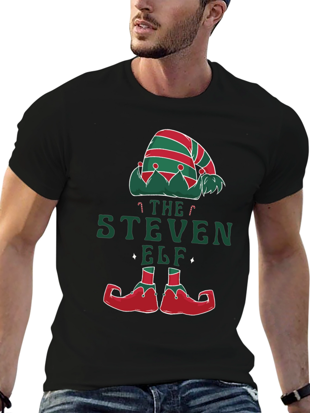 Personalized Steven Elf Christmas T-Shirt