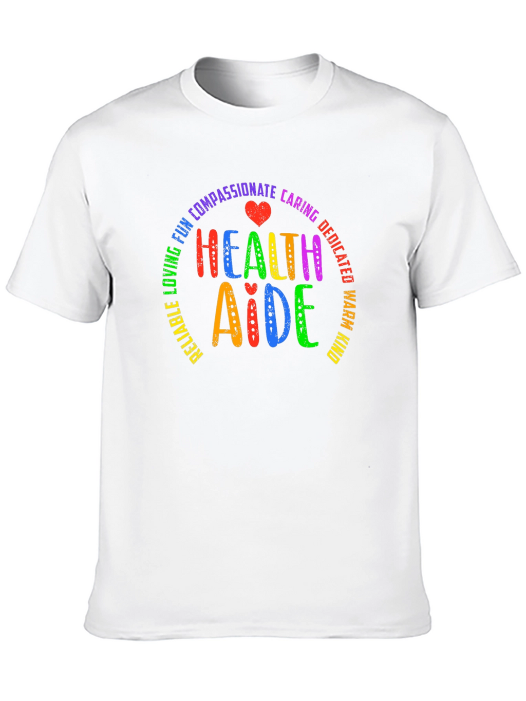 Health Aide Rainbow Text Black T-Shirt