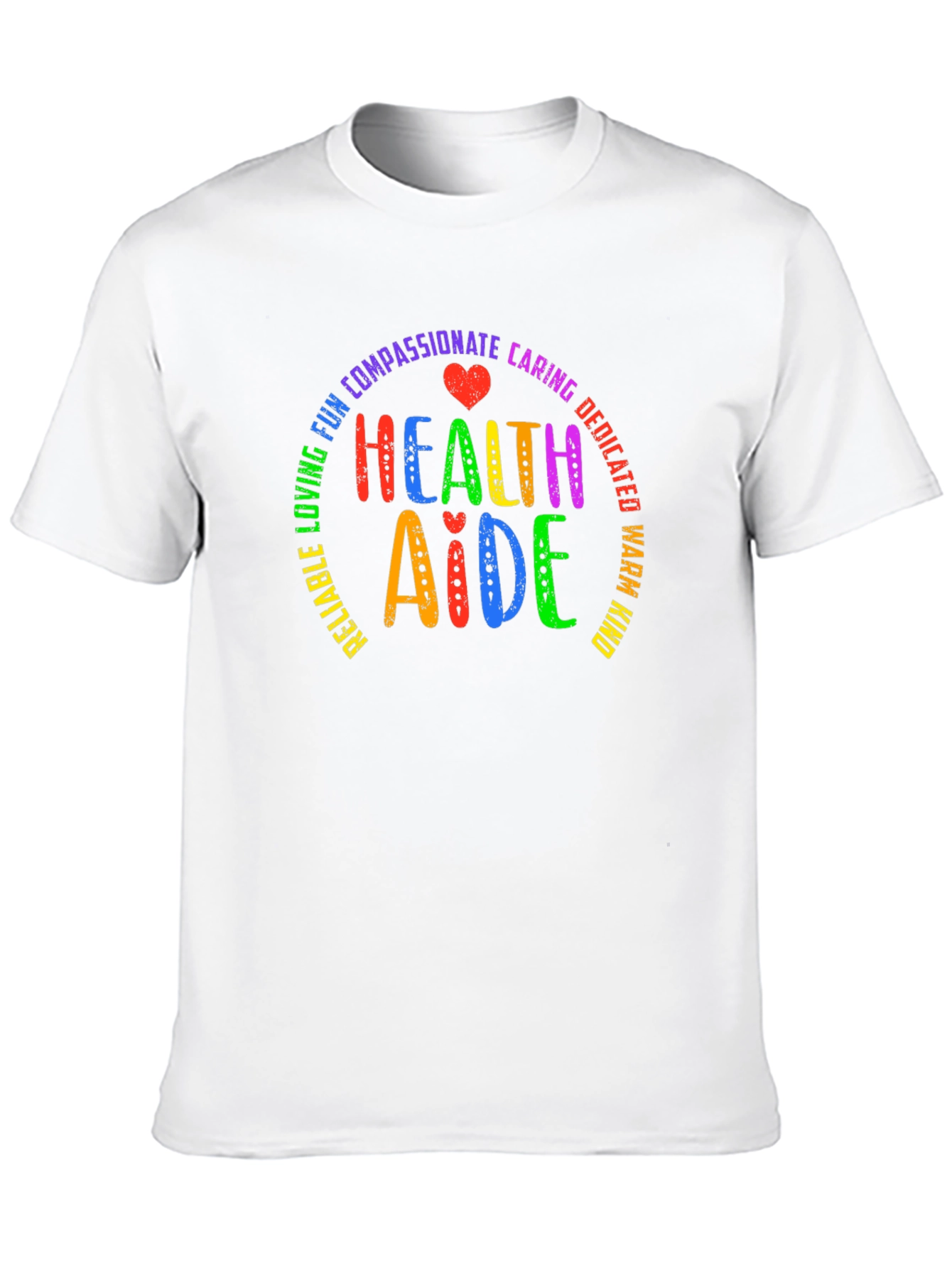 Health Aide Rainbow Text Black T-Shirt