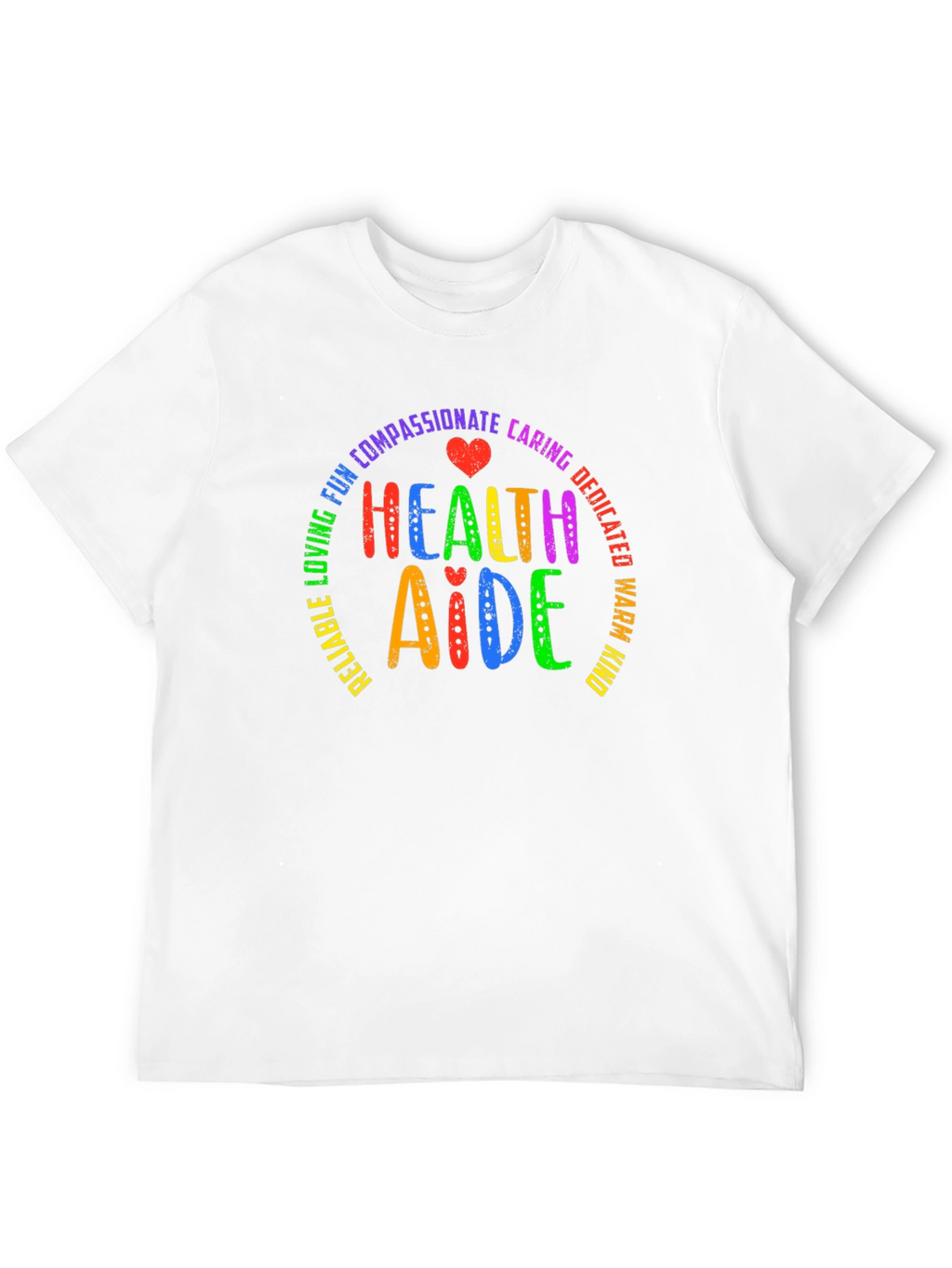 Health Aide Rainbow Text Black T-Shirt