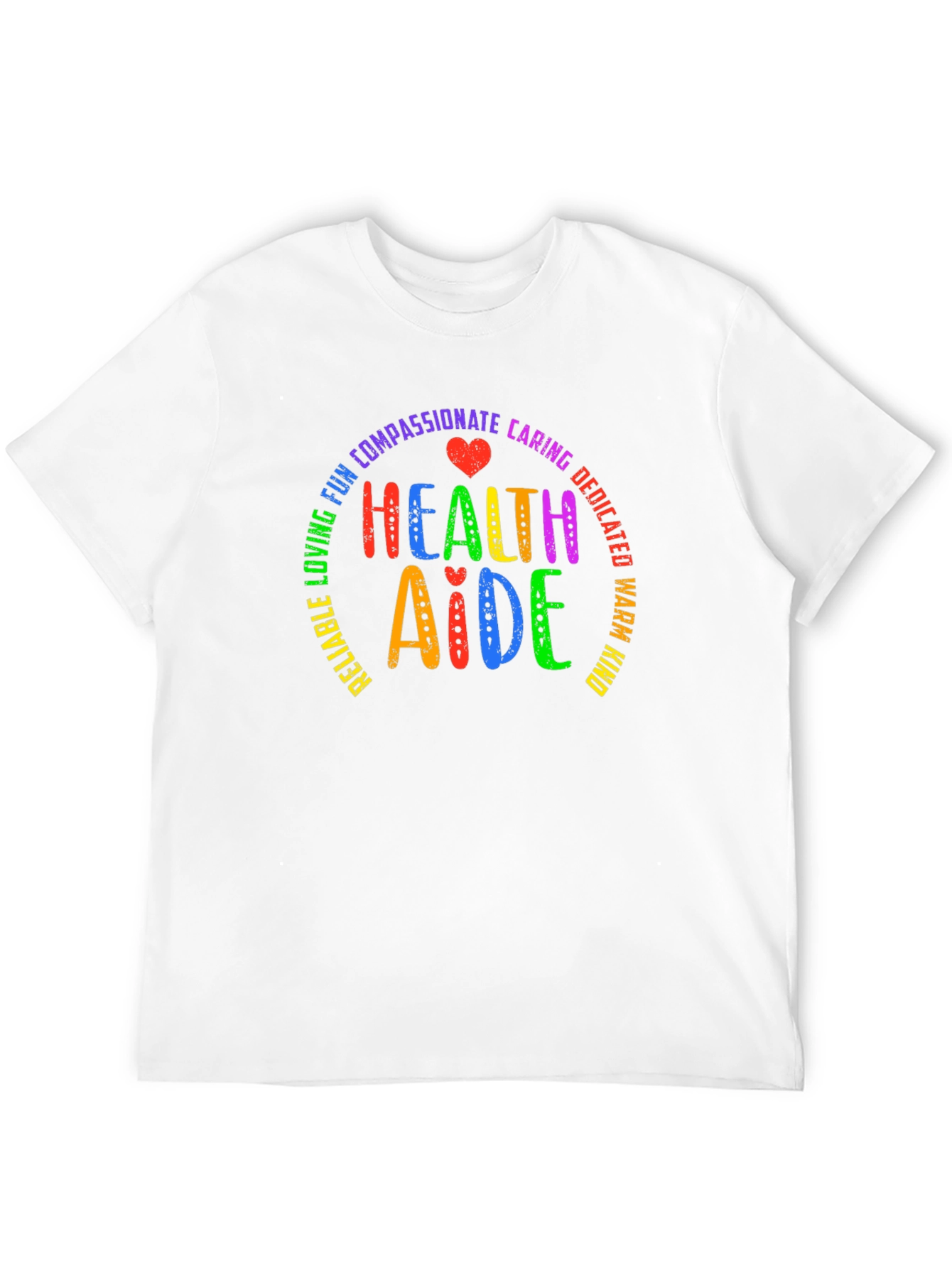 Health Aide Rainbow Text Black T-Shirt