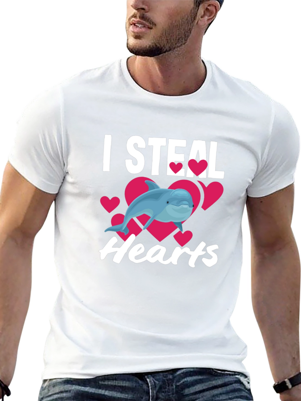 I Steal Hearts Dolphin Graphic Tee - Black