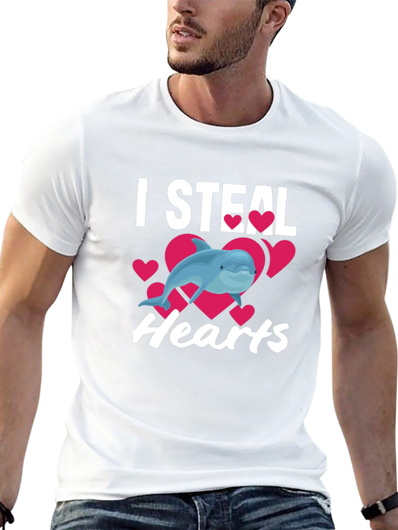 I Steal Hearts Dolphin Graphic Tee - Black
