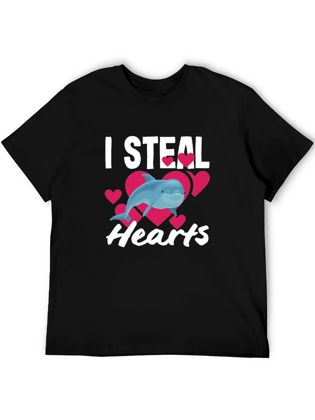 I Steal Hearts Dolphin Graphic Tee - Black