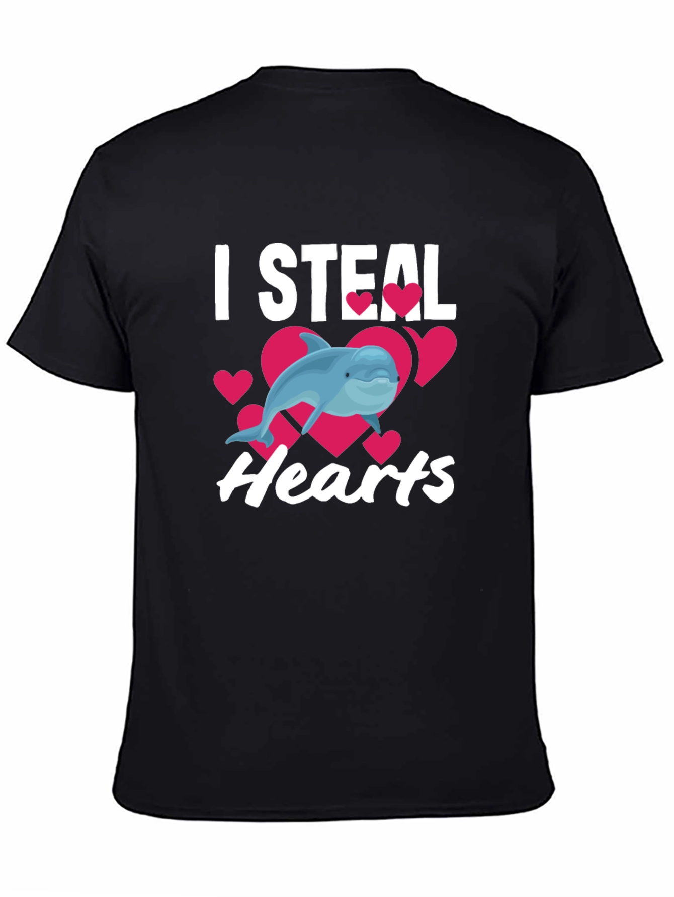 I Steal Hearts Dolphin Graphic Tee - Black