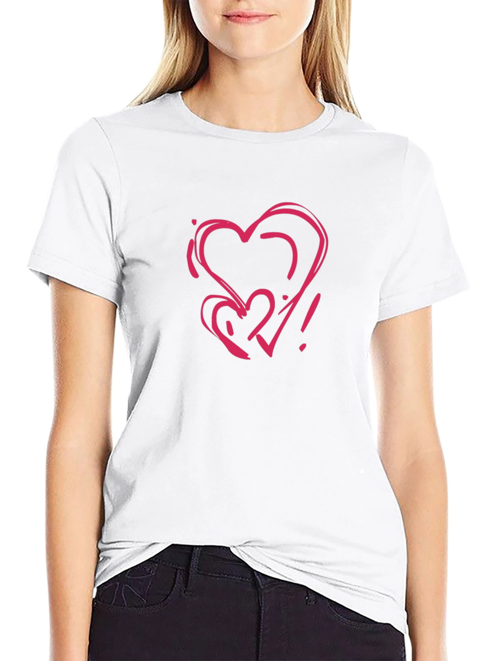 Heart Scribble Graphic Black T-Shirt