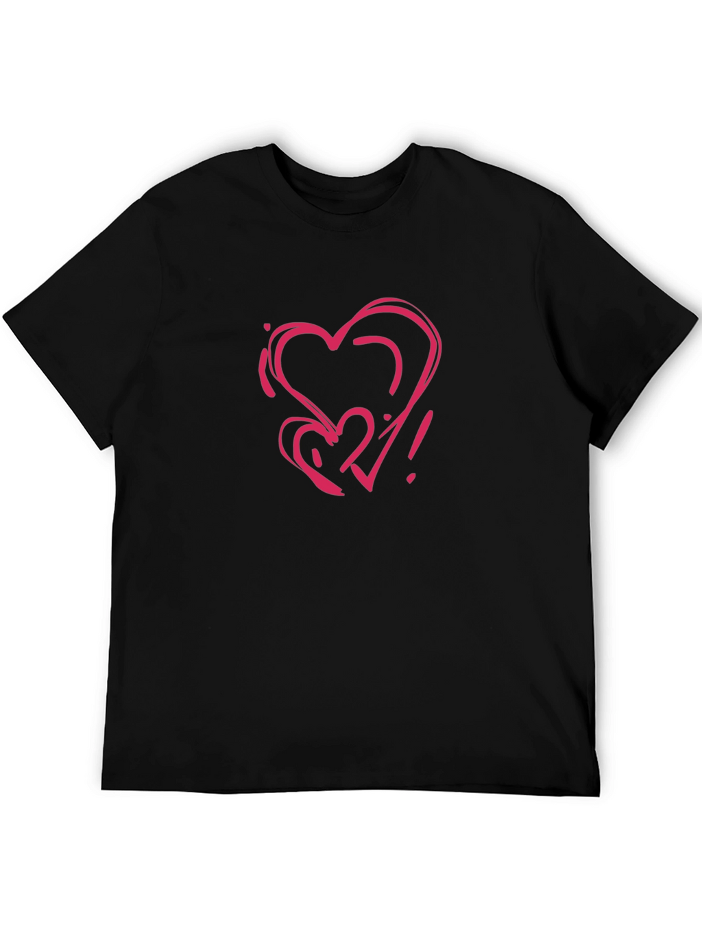Heart Scribble Graphic Black T-Shirt