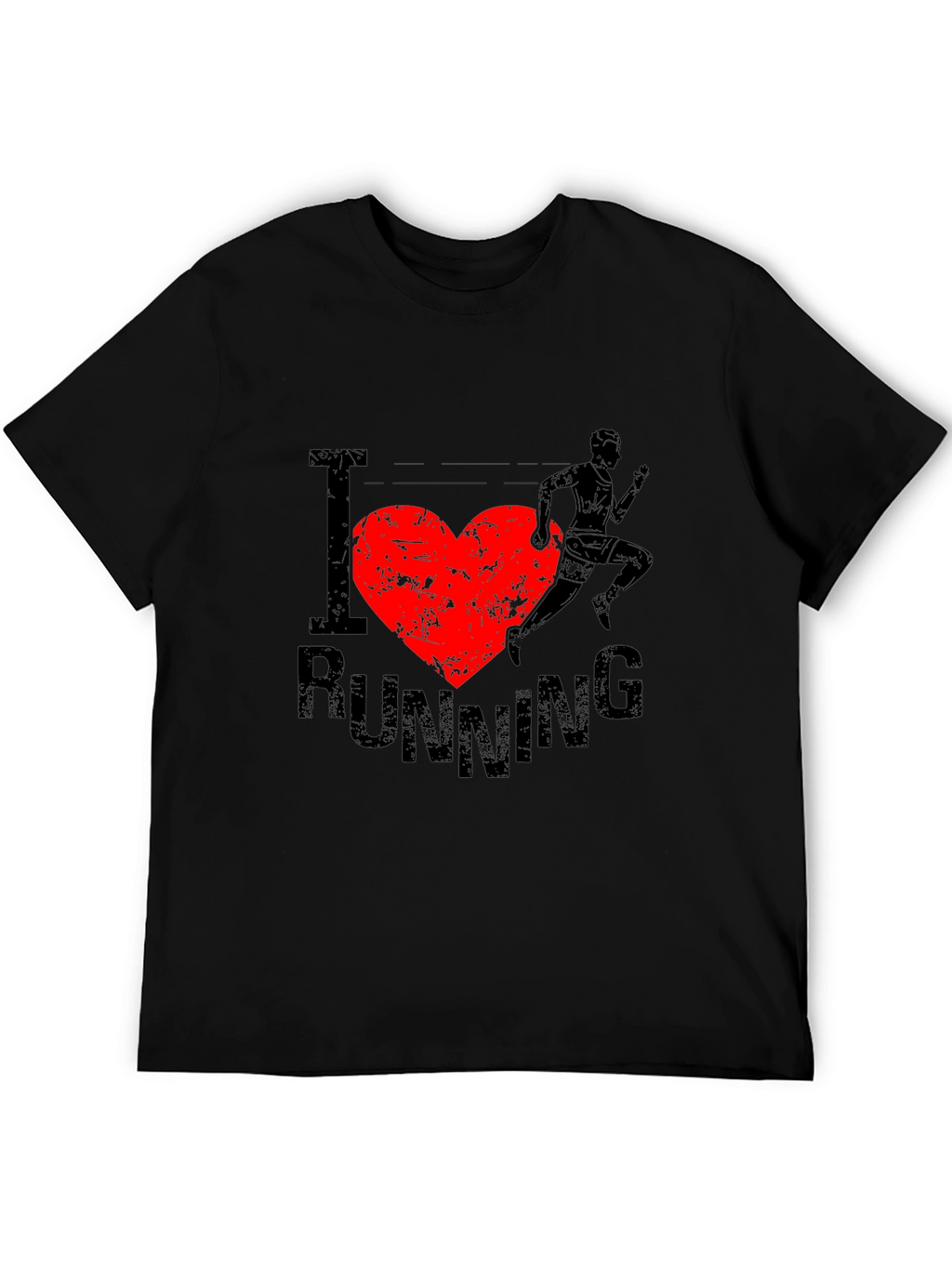 I Heart Running Graphic Tee - Black Cotton T-Shirt
