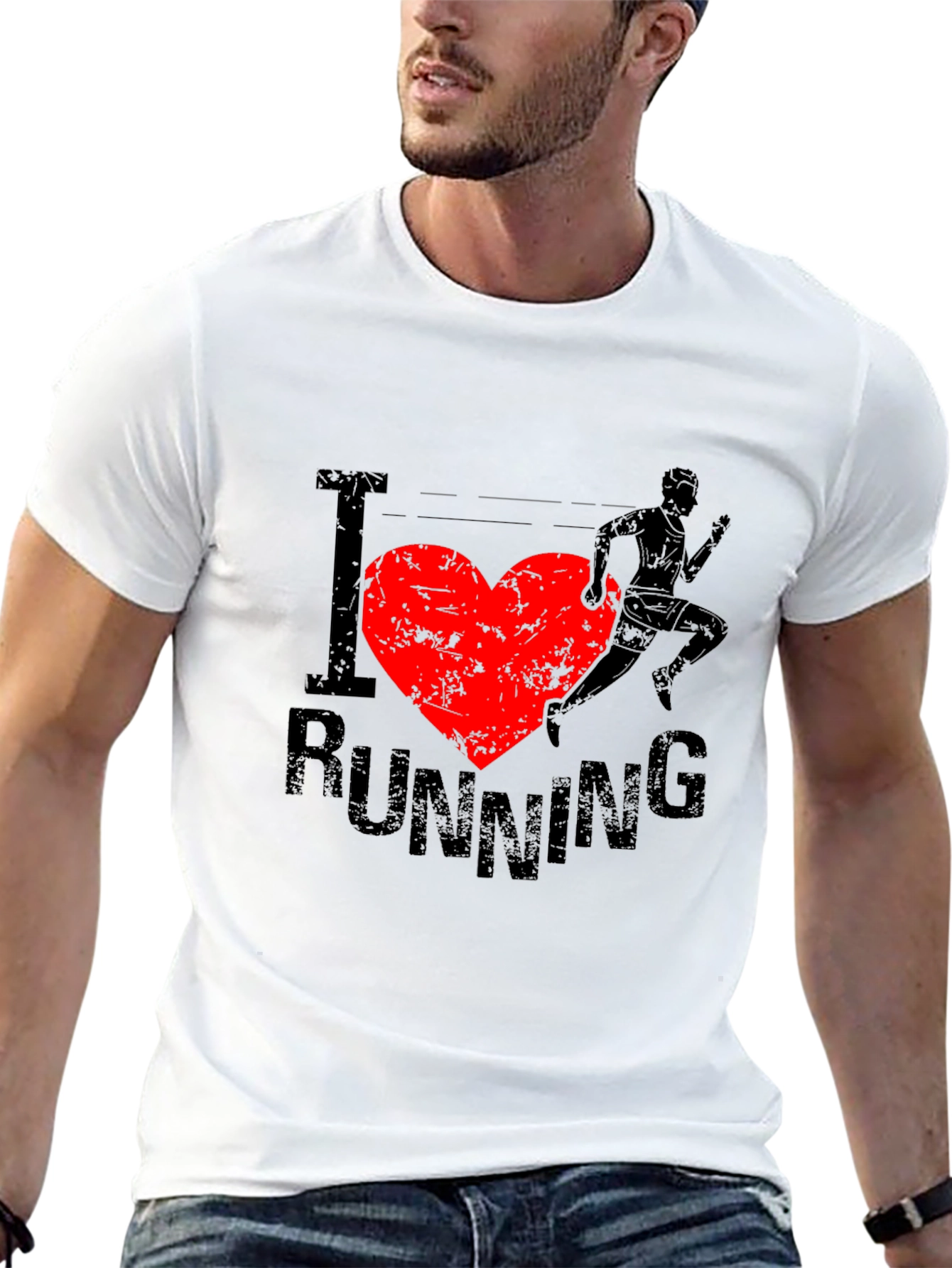 I Heart Running Graphic Tee - Black Cotton T-Shirt