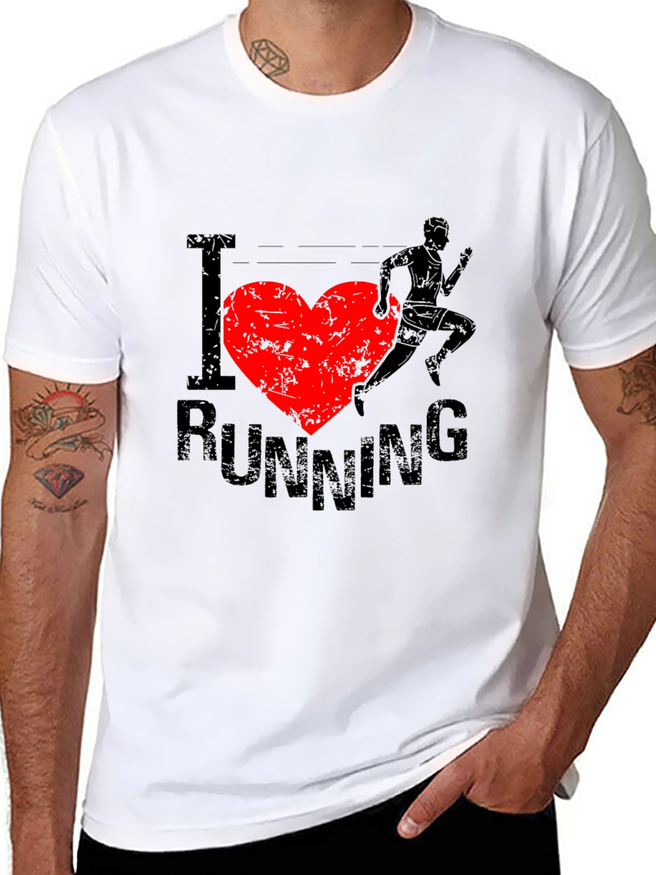 I Heart Running Graphic Tee - Black Cotton T-Shirt
