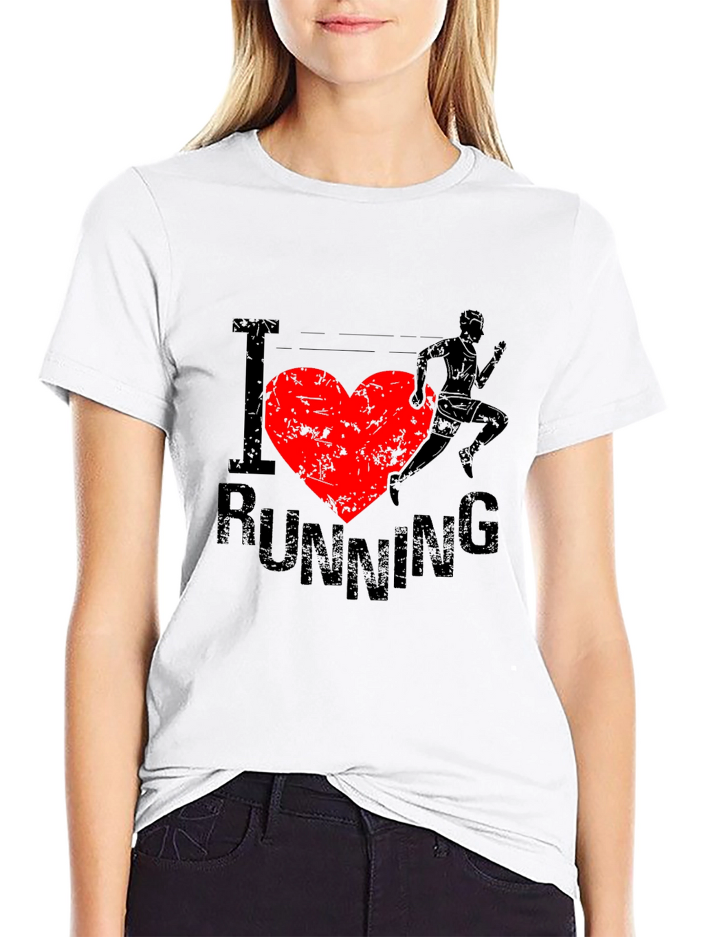 I Heart Running Graphic Tee - Black Cotton T-Shirt