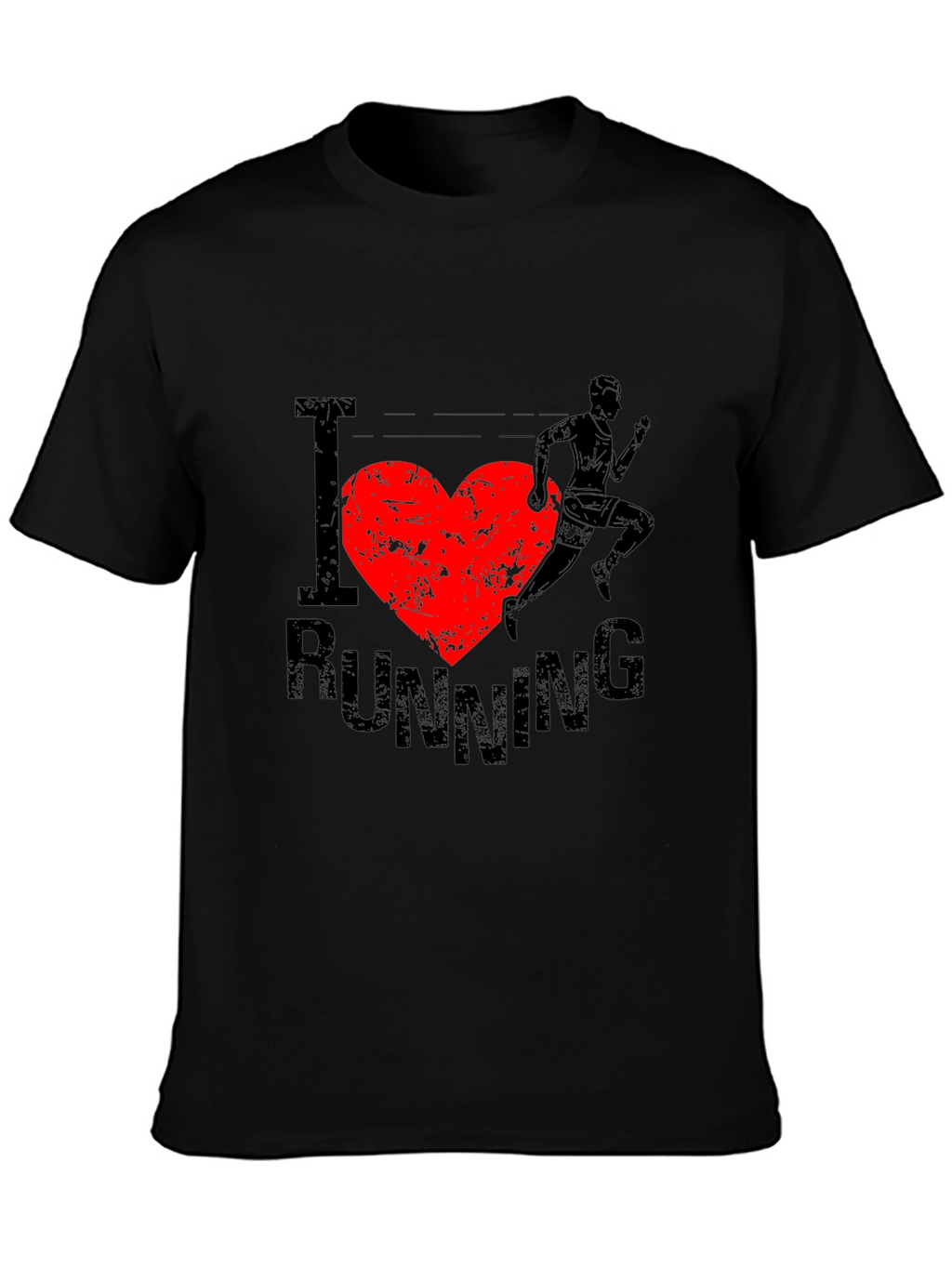 I Heart Running Graphic Tee - Black Cotton T-Shirt