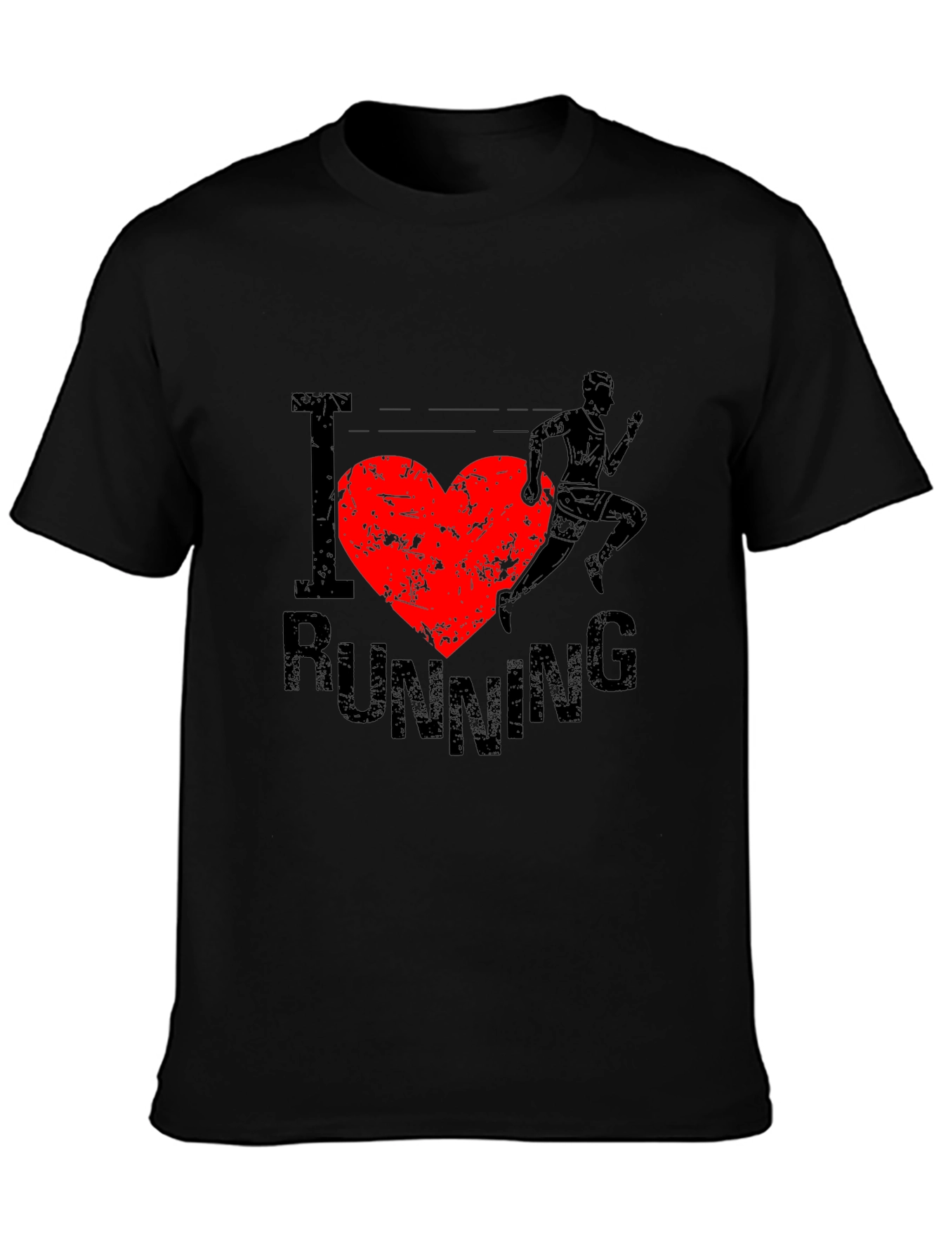I Heart Running Graphic Tee - Black Cotton T-Shirt