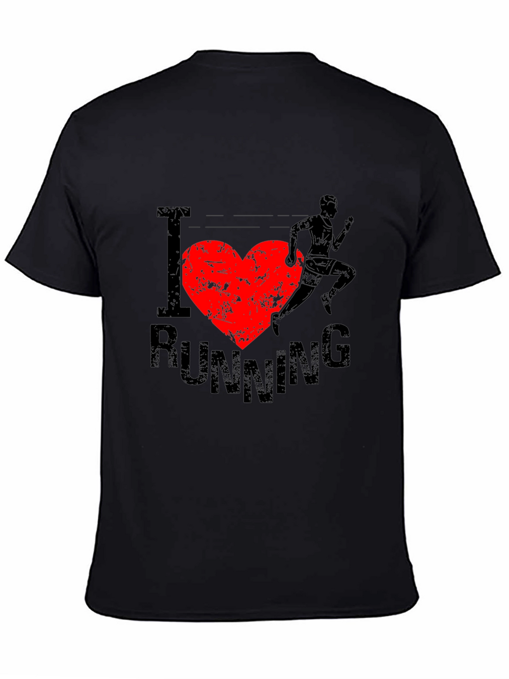 I Heart Running Graphic Tee - Black Cotton T-Shirt