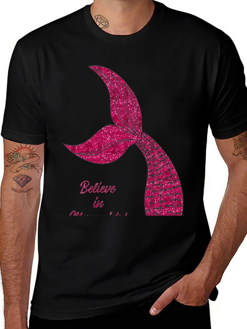 Believe in Mermaids Black T-Shirt