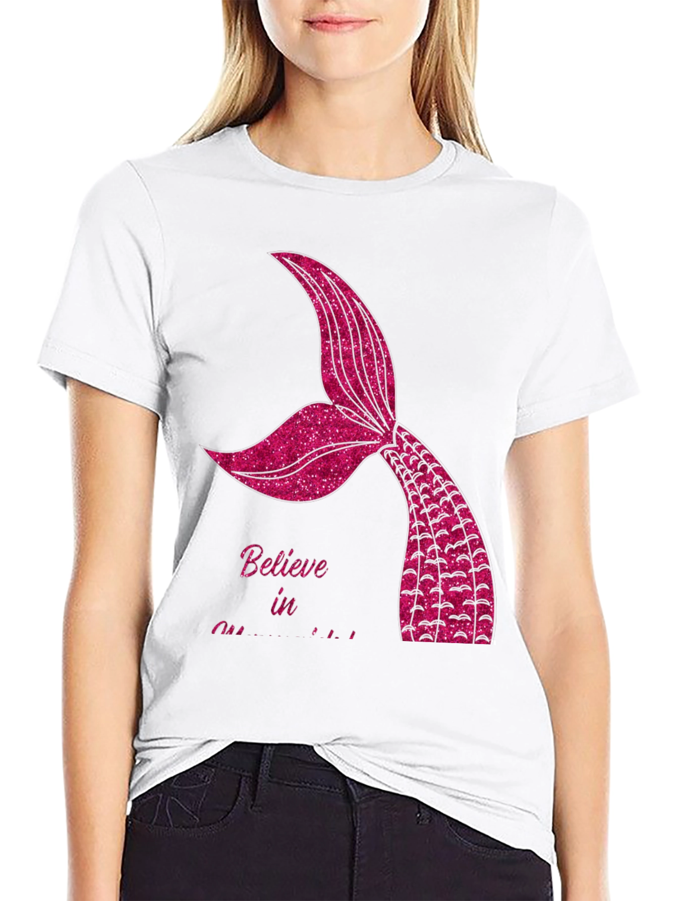 Believe in Mermaids Black T-Shirt