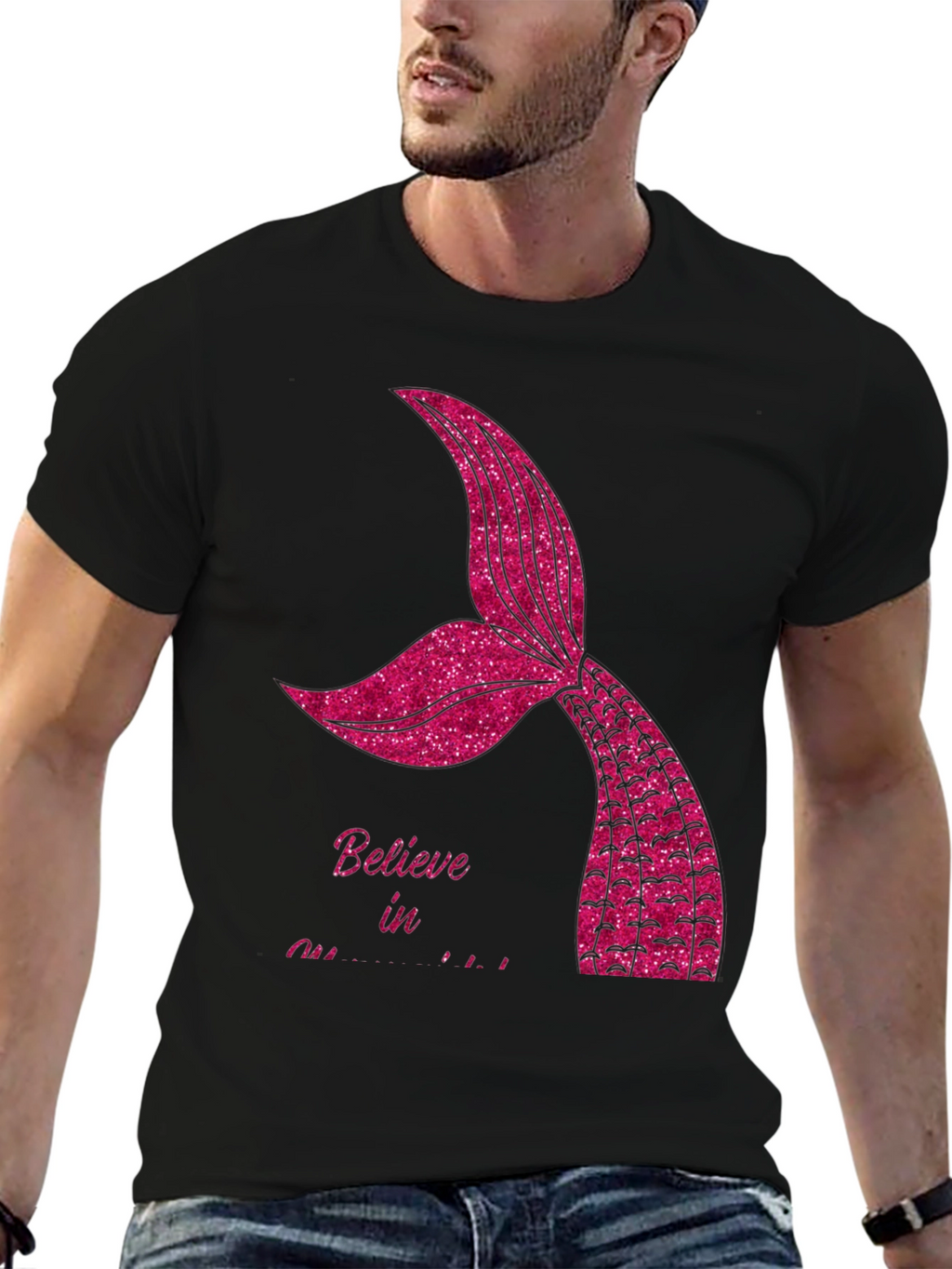 Believe in Mermaids Black T-Shirt
