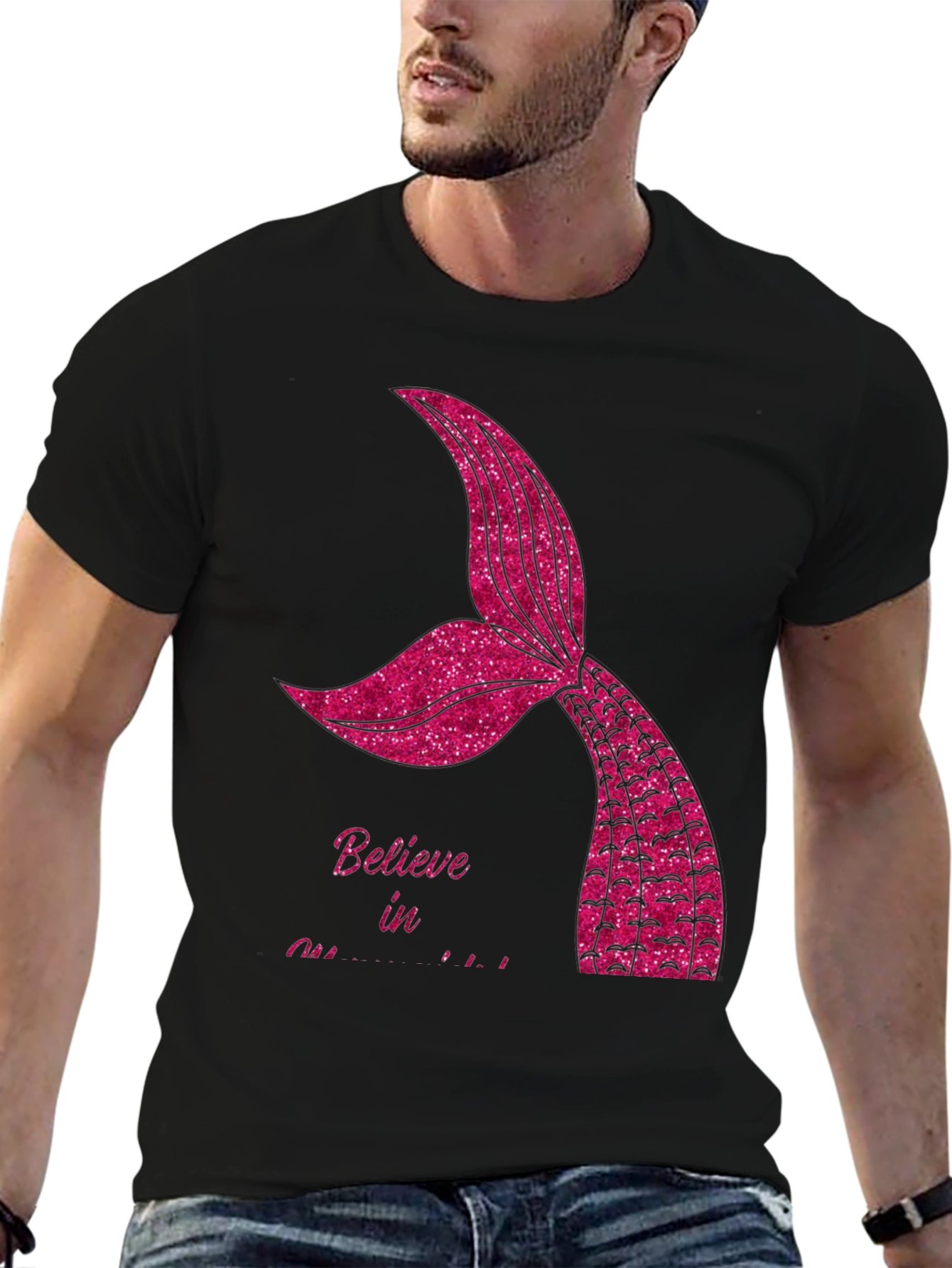 Believe in Mermaids Black T-Shirt