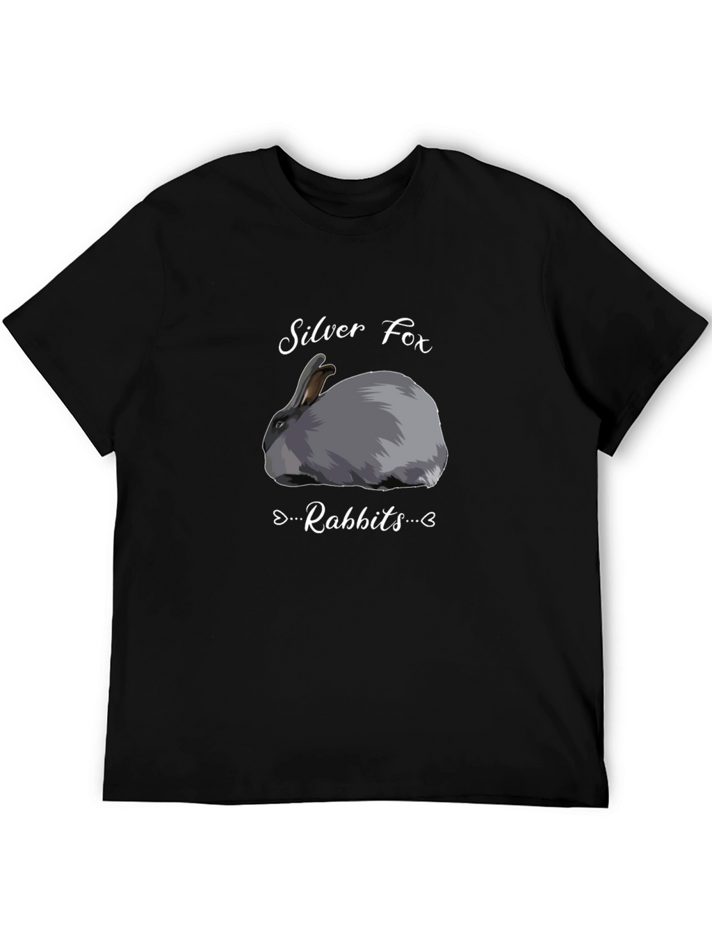 Silver Fox Rabbits Graphic T-Shirt - Black