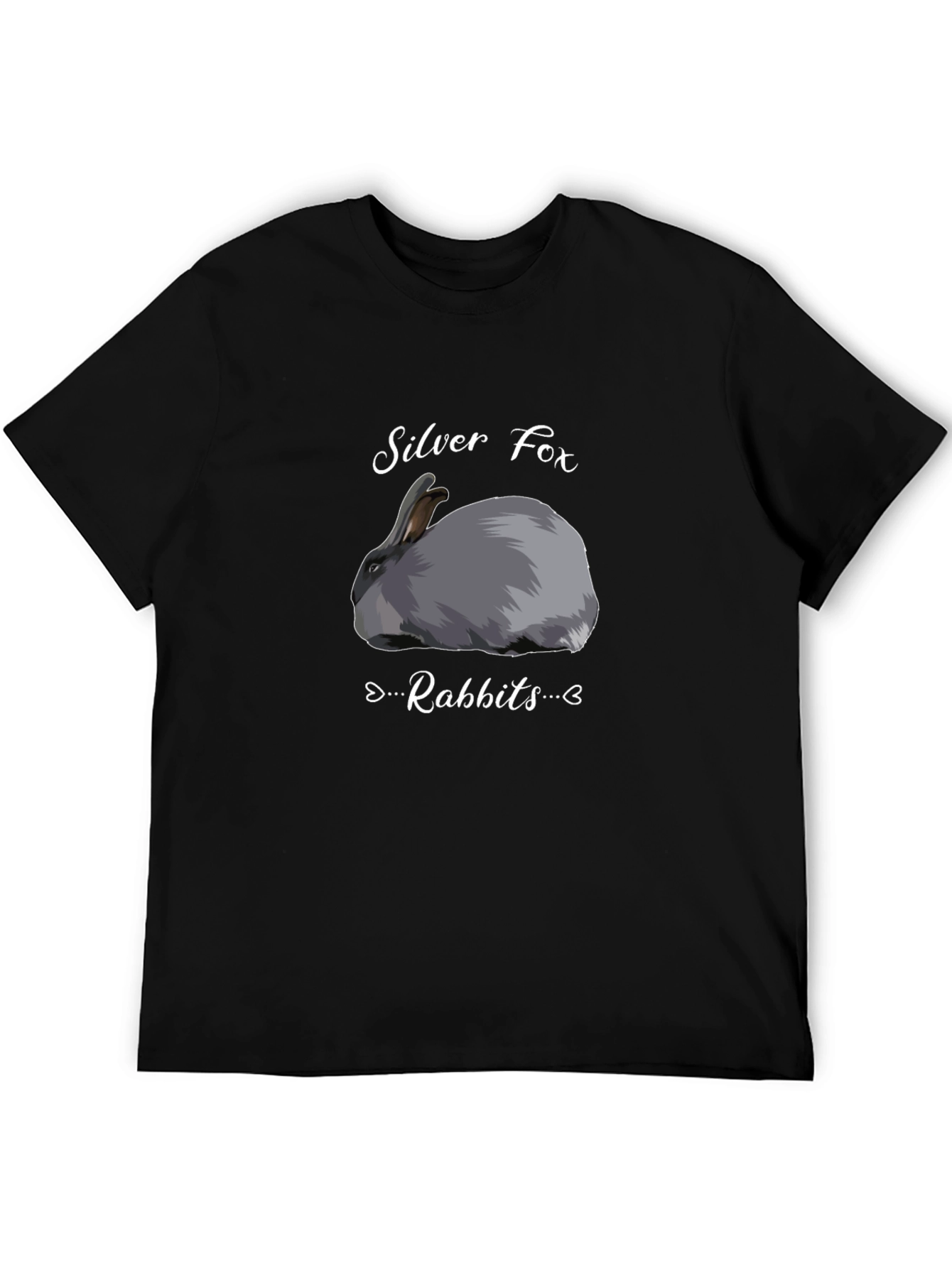 Silver Fox Rabbits Graphic T-Shirt - Black
