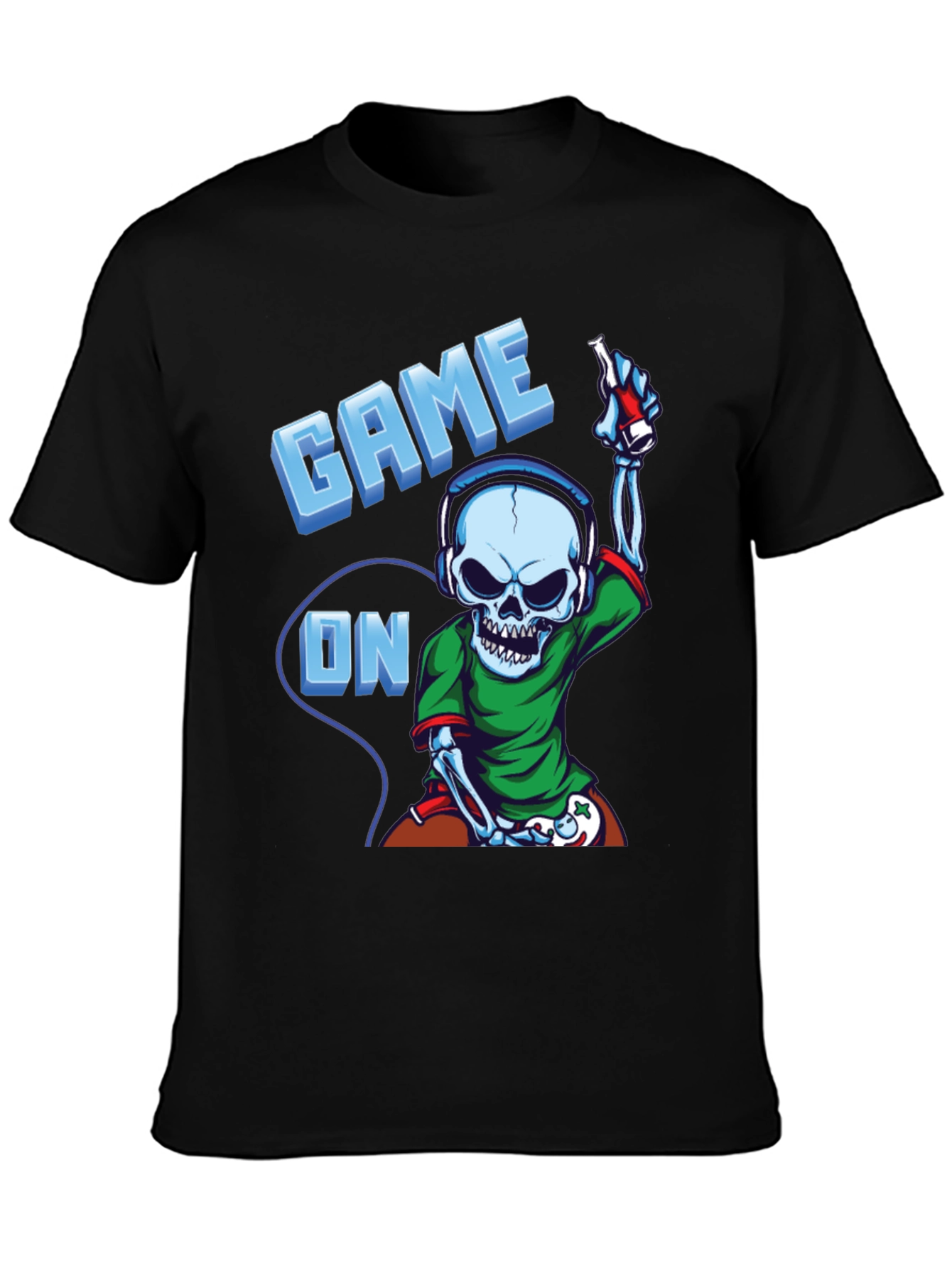 Game On Skeleton Gamer T-Shirt - Black