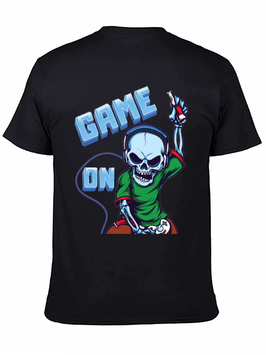 Game On Skeleton Gamer T-Shirt - Black