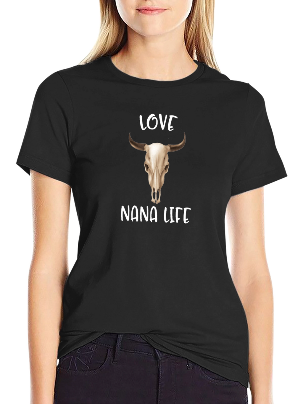 Love Nana Life Bull Skull Graphic Tee