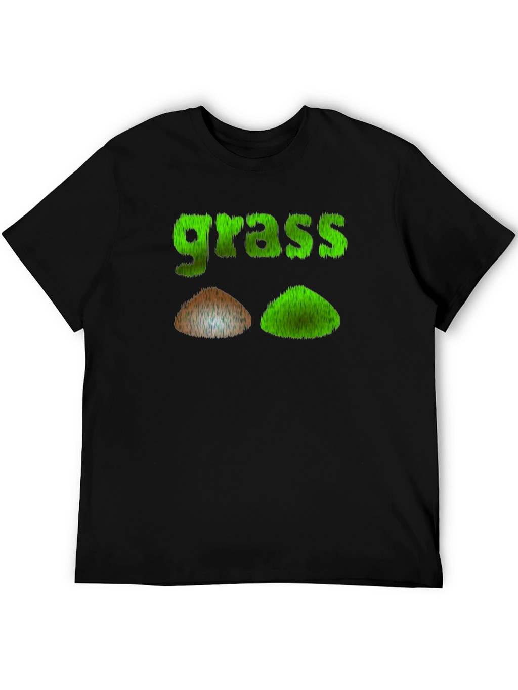 Funny Grass Design Black T-Shirt