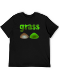 Funny Grass Design Black T-Shirt