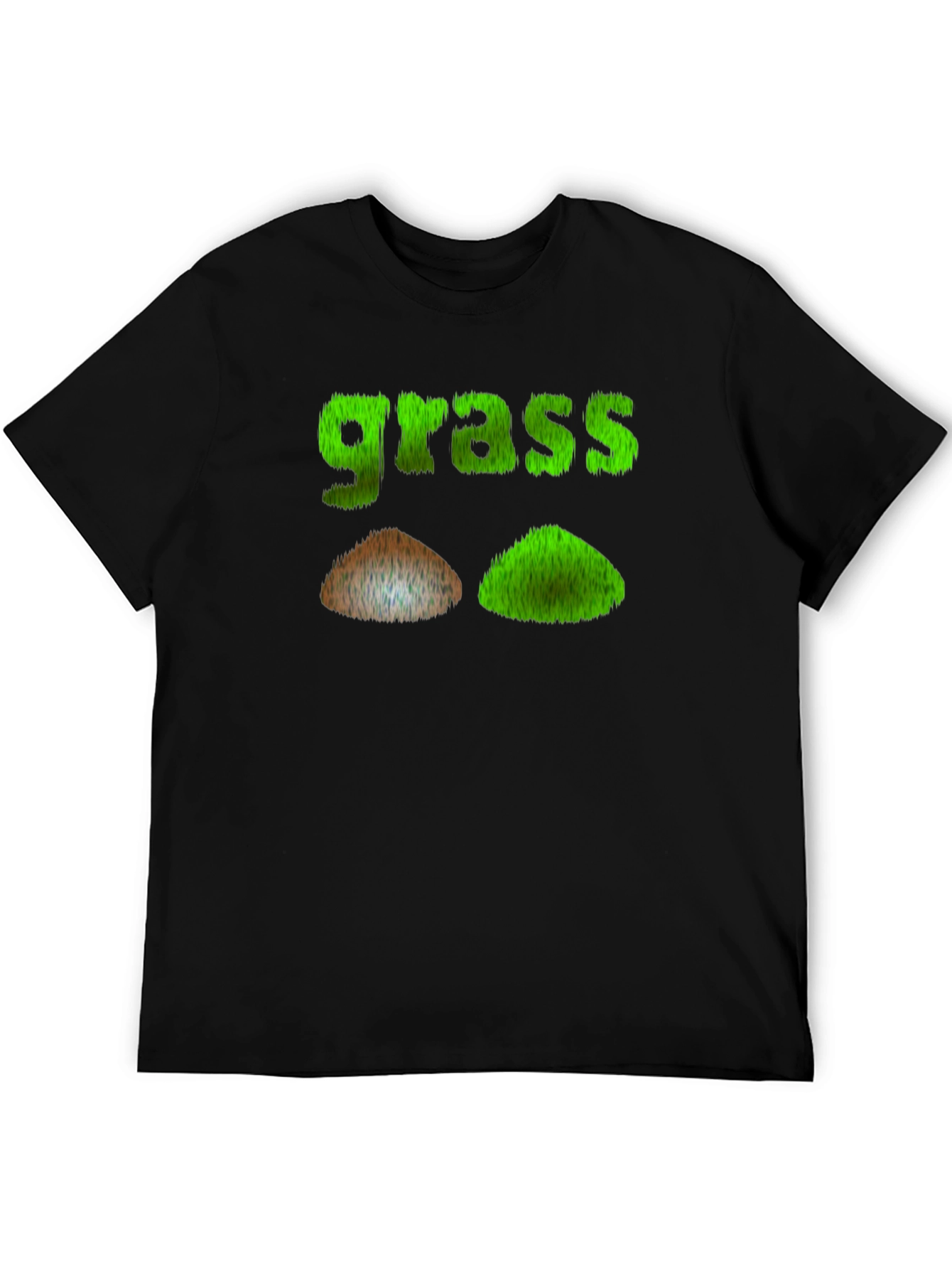 Funny Grass Design Black T-Shirt