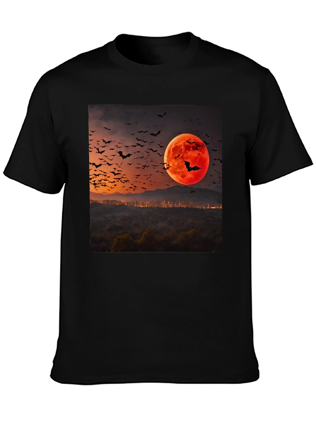 Bat Moon Graphic Tee - Spooky Season Style