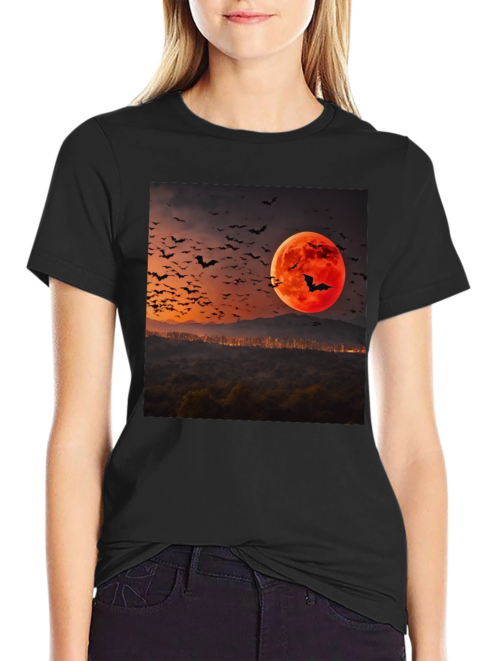 Bat Moon Graphic Tee - Spooky Season Style