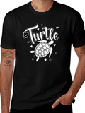 Turtle Graphic T-Shirt - Black Casual Style